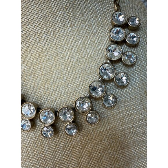 J. Crew Gold-Tone Statement Bib Necklace With Clear Crystal Accents Adjustable - Picture 6 of 11